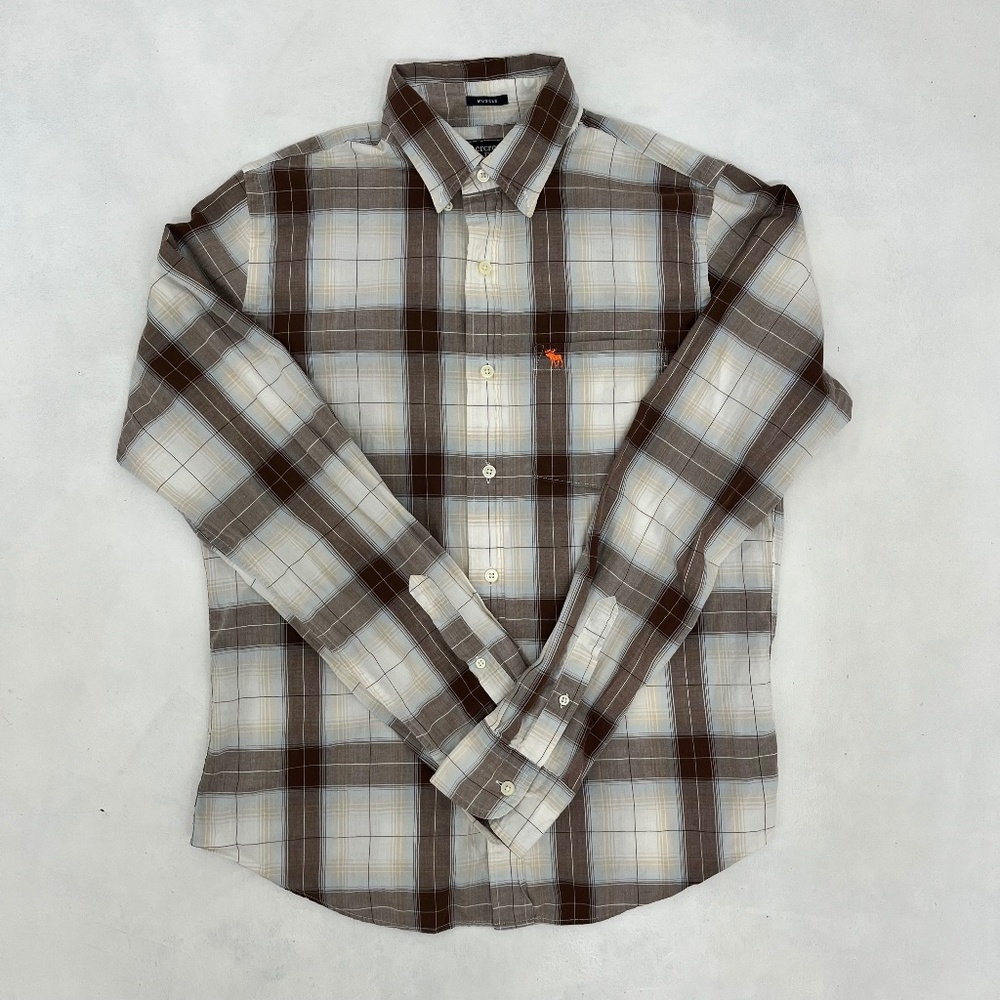 Abercrombie & Fitch Mens M Muscle Plaid Button Down Shirt Multicolor Long Sleeve